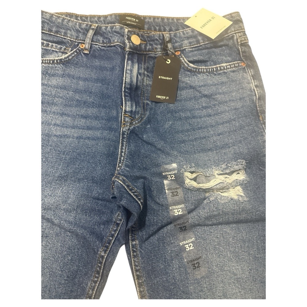 Forever 21 Men's Straight Denim Pants Size 32 NWT High‎ Rise Relaxed Hip